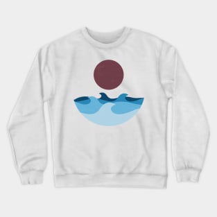 Minimal Boho waves and sun cool tones Crewneck Sweatshirt